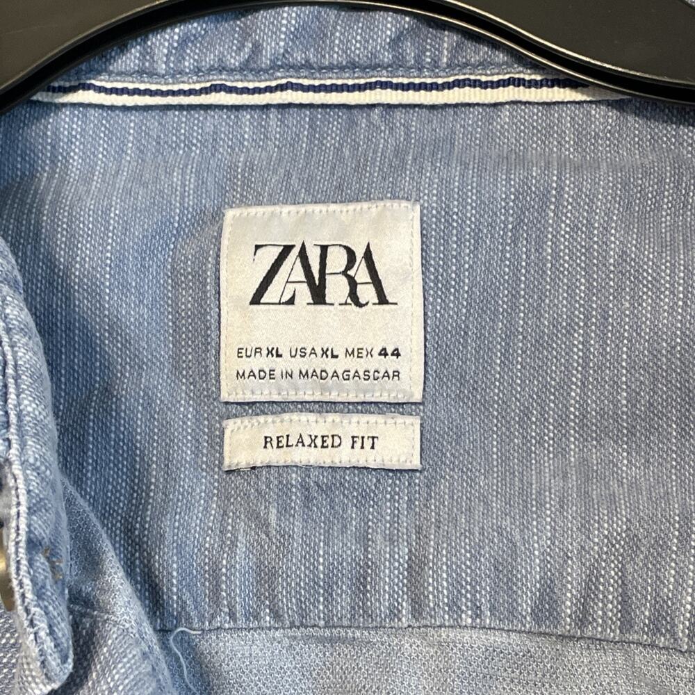 Zara Womens Relaxed Fit Oversized Denim Overshirt XL Pocket - Picture 7 of 15